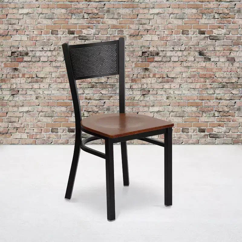 Flash Furniture Black Grid Back Metal Restaurant Chair