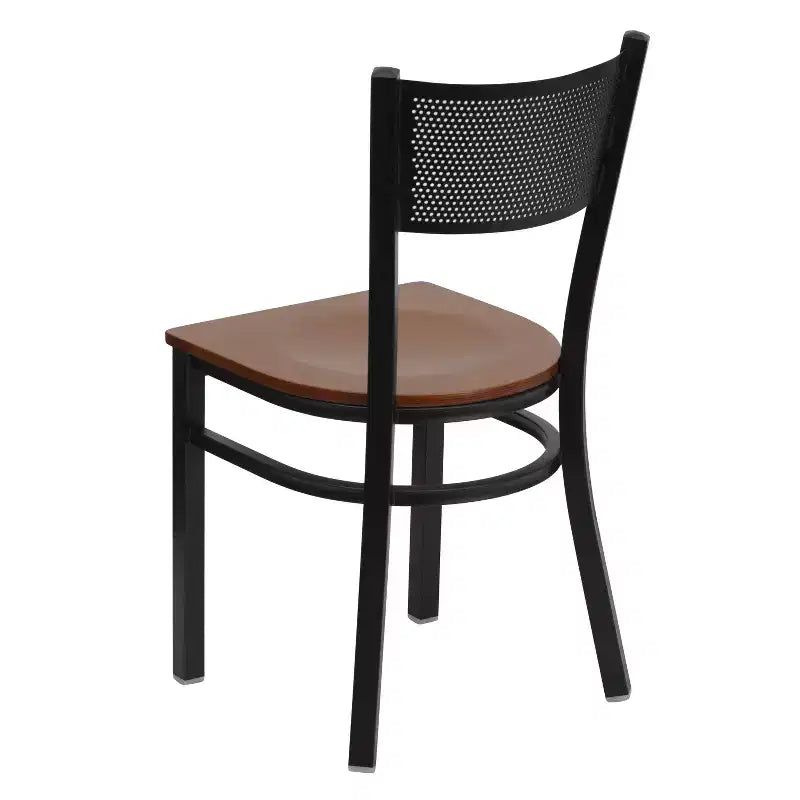 Flash Furniture Black Grid Back Metal Restaurant Chair