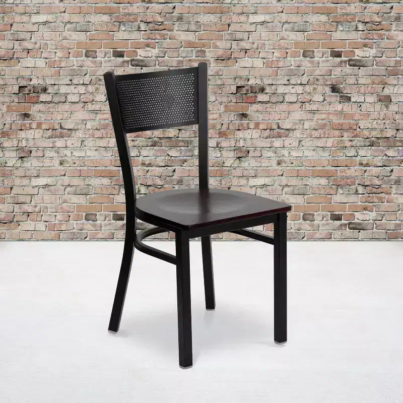 Flash Furniture Black Grid Back Metal Restaurant Chair