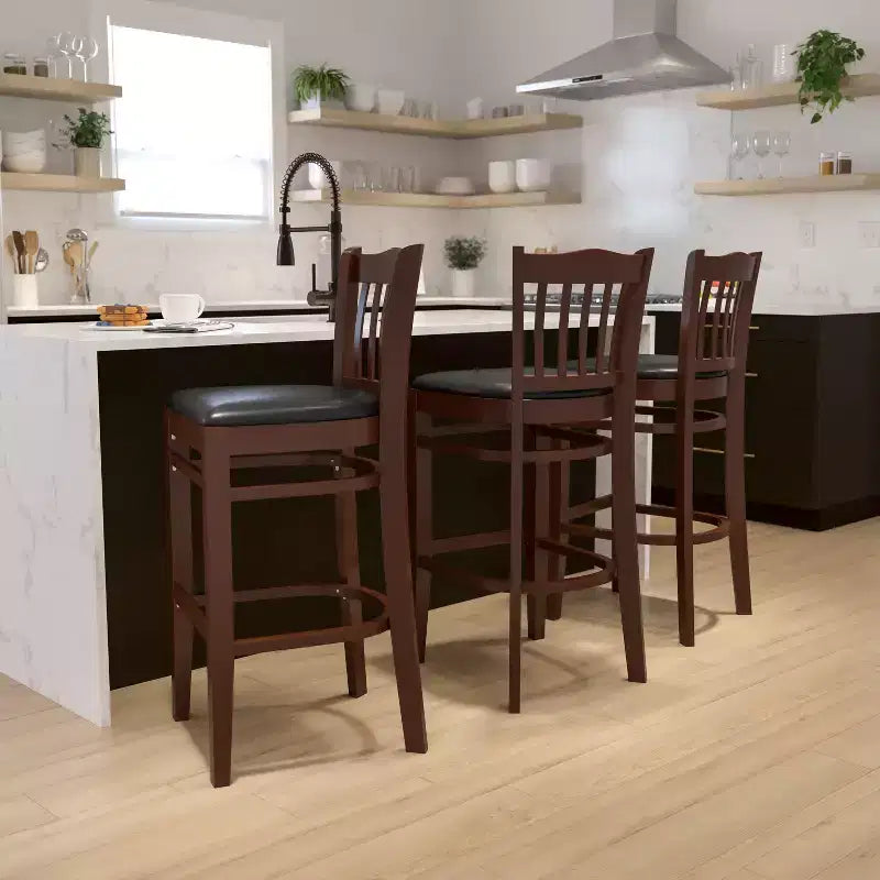 Flash Furniture Vertical Slat Back Wooden Restaurant Barstool