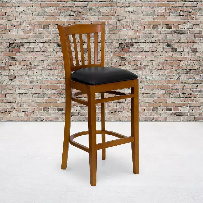 Flash Furniture Vertical Slat Back Wooden Restaurant Barstool