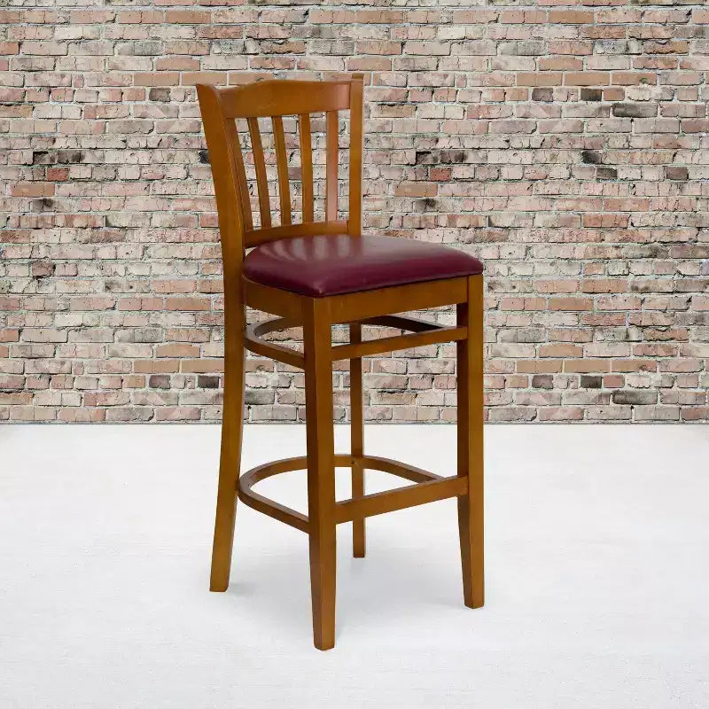 Flash Furniture Vertical Slat Back Wooden Restaurant Barstool