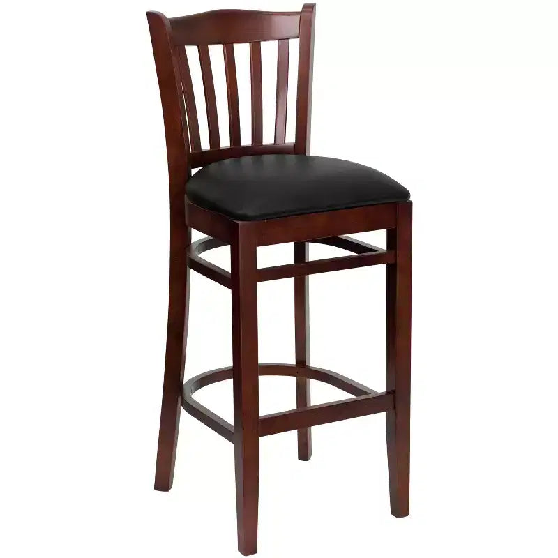 Tabouret de bar de restaurant en bois à dossier vertical à lattes de Flash Furniture