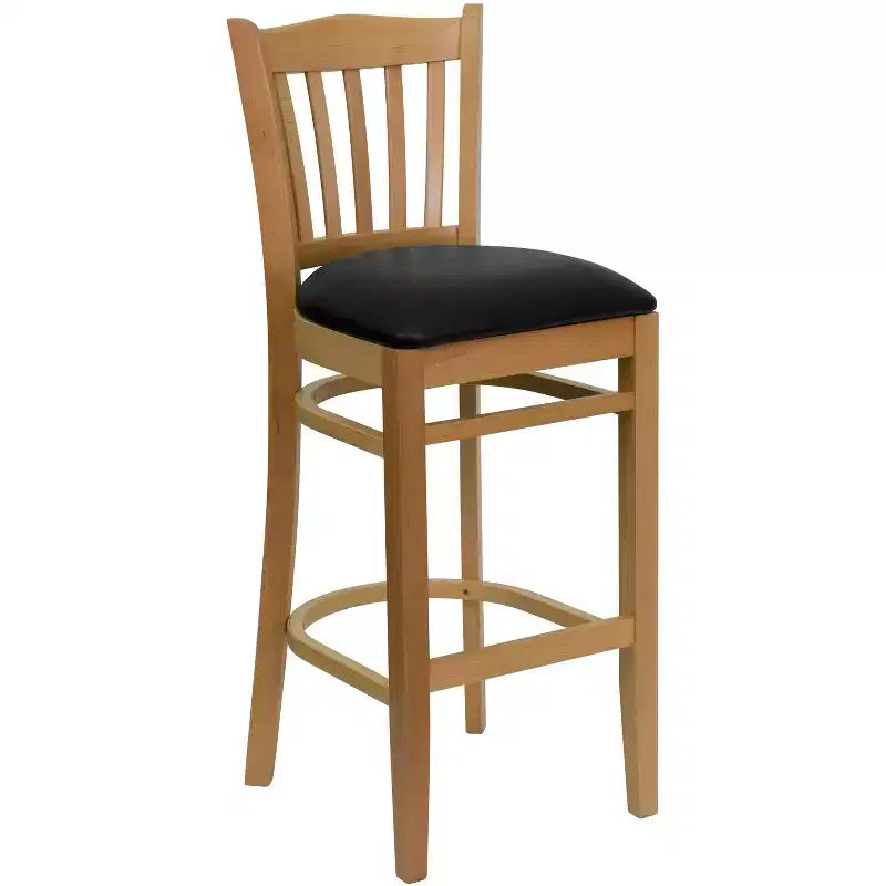 Tabouret de bar de restaurant en bois à dossier vertical à lattes de Flash Furniture