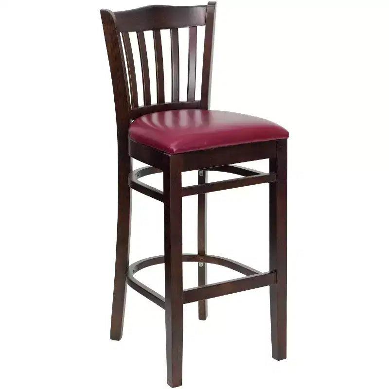 Tabouret de bar de restaurant en bois à dossier vertical à lattes de Flash Furniture