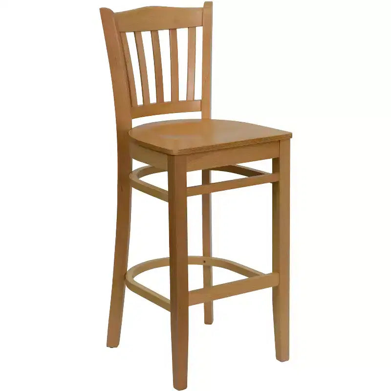 Tabouret de bar de restaurant en bois à dossier vertical à lattes de Flash Furniture
