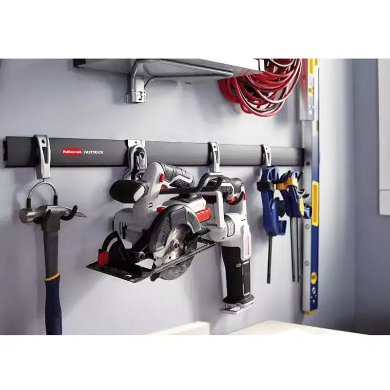Rubbermaid 48 Inch Horizontal Wall Storage Rail & Hanging Garage Hook (6 Pack)