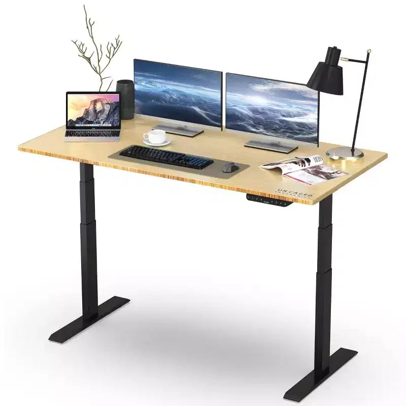 27 Electric Standing Desk with Adjustability Natural Bamboo - Uncaged Ergonomics