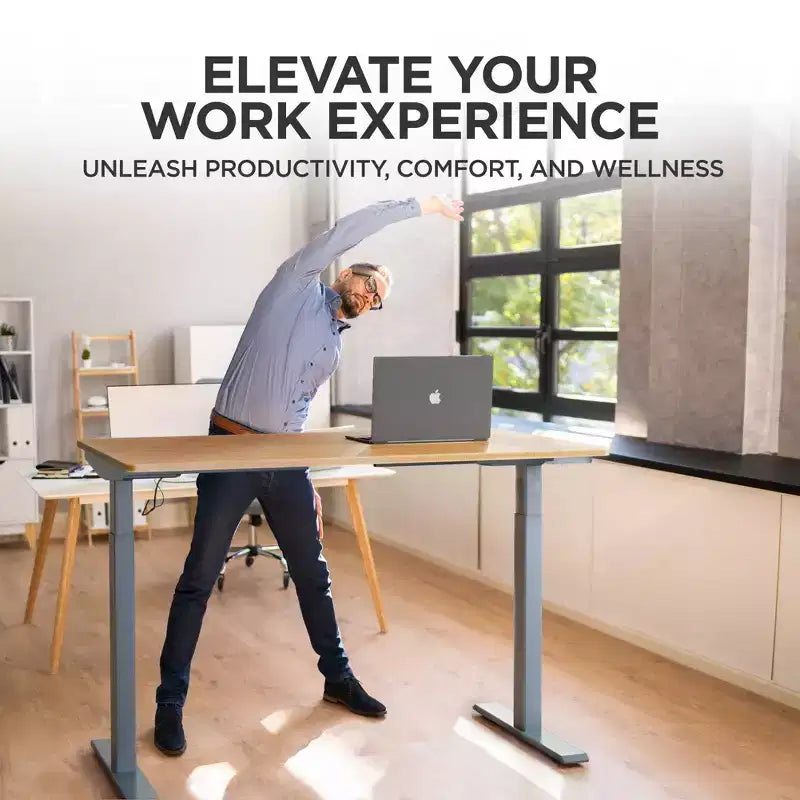 27 Electric Standing Desk with Adjustability Natural Bamboo - Uncaged Ergonomics