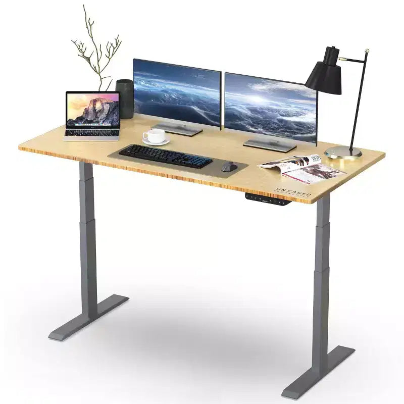 27 Electric Standing Desk with Adjustability Natural Bamboo - Uncaged Ergonomics