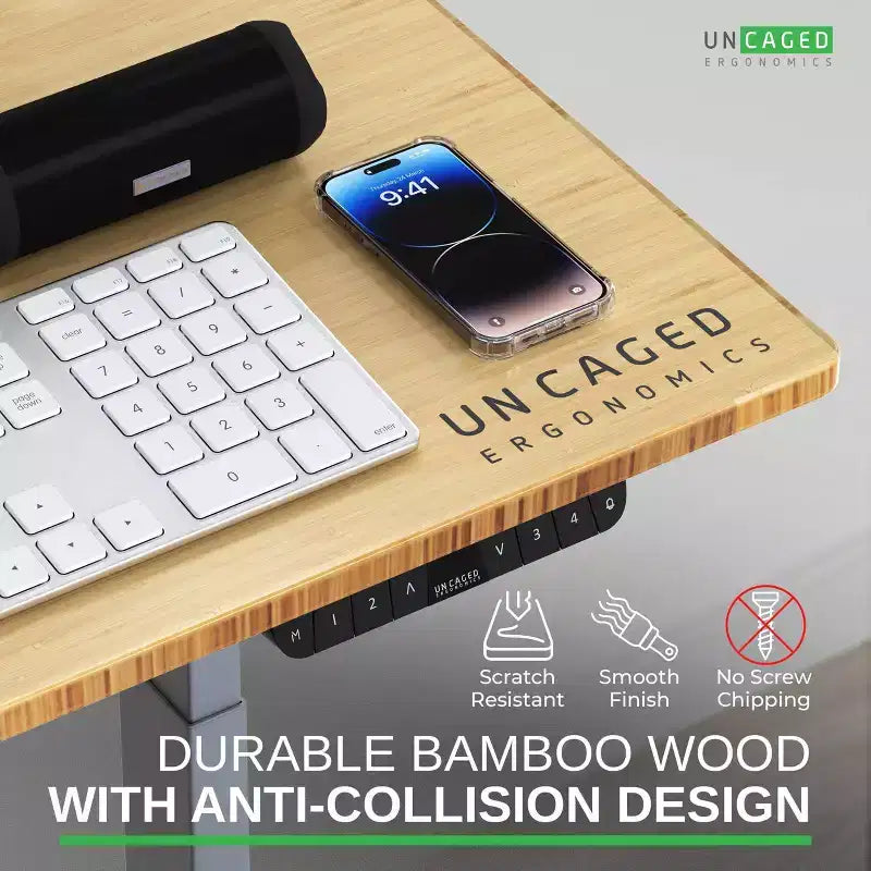 27 Electric Standing Desk with Adjustability Natural Bamboo - Uncaged Ergonomics