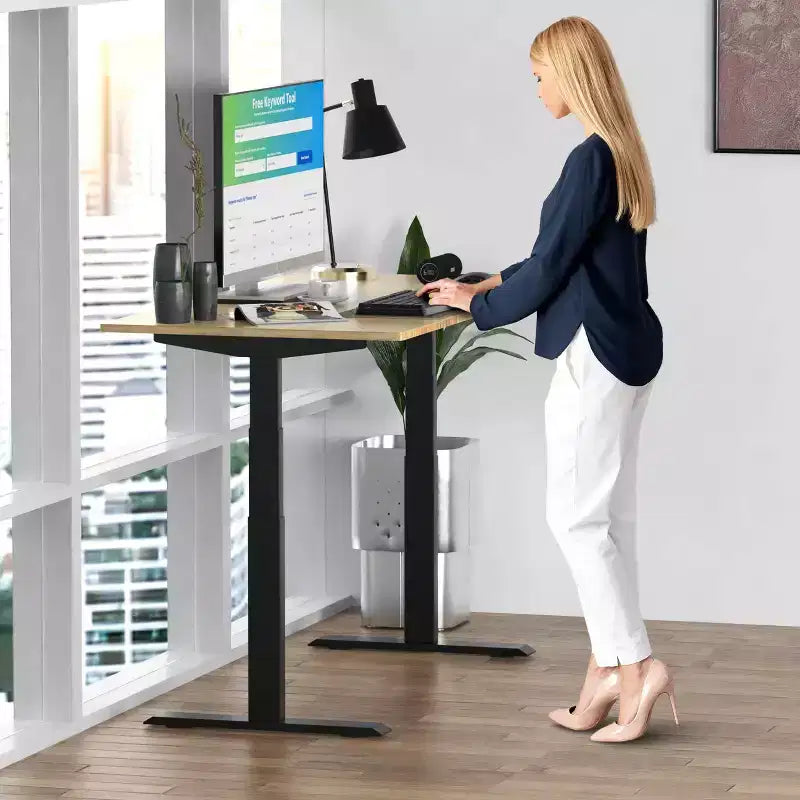 27 Electric Standing Desk with Adjustability Natural Bamboo - Uncaged Ergonomics