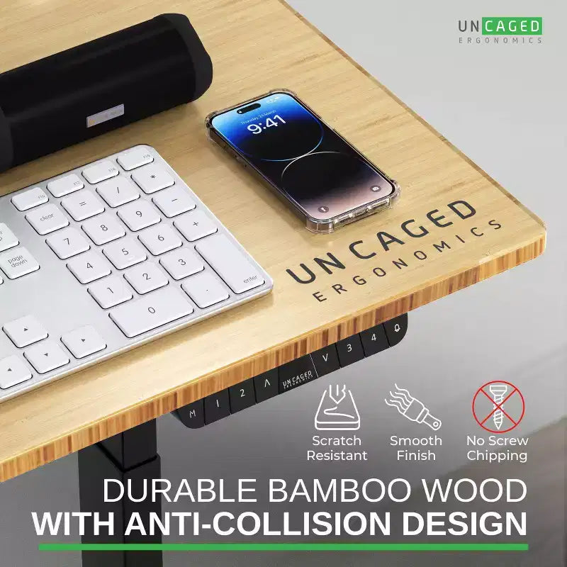 27 Electric Standing Desk with Adjustability Natural Bamboo - Uncaged Ergonomics