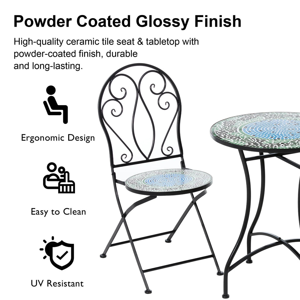 Ensemble bistrot pliant en métal Glitzhome pour extérieur, 3 pièces, table et chaises de patio
