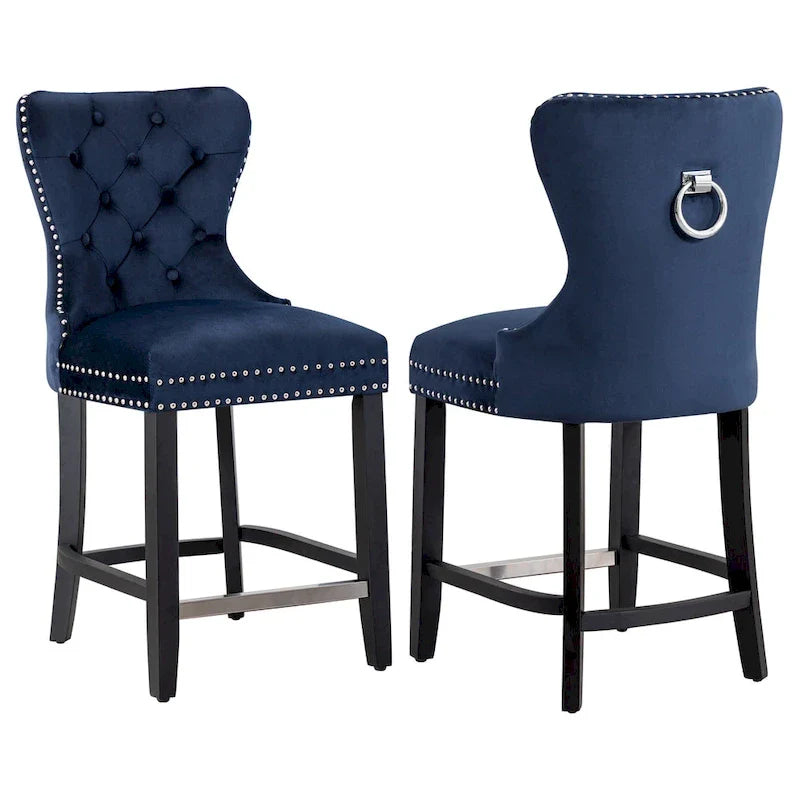Tabouret de comptoir Carter 24 Wingback Tufted Nailhead (lot de 2)
