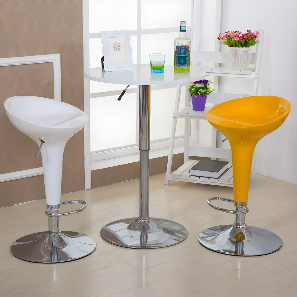 Tabouret de bar pivotant en plastique chromé réglable en hauteur