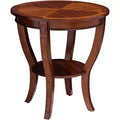 Elm Lane Patterson II Vintage Cherry Wood Round Accent Side End Table 26 Wide with Lower Shelf Brown Curving Legs for Living Room Bedroom Bedside
