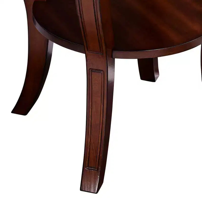 Elm Lane Patterson II Vintage Cherry Wood Round Accent Side End Table 26 Wide with Lower Shelf Brown Curving Legs for Living Room Bedroom Bedside
