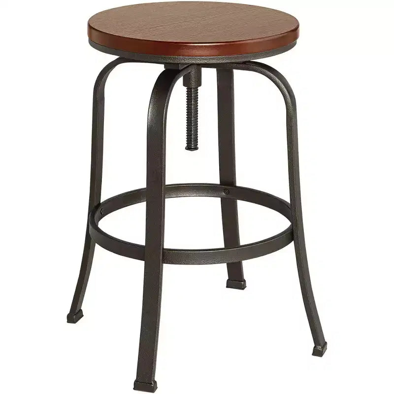 Elm Lane Radin Hammered Bronze Swivel Bar Stools Set of 2 Brown 29 High Industrial Adjustable Brown Seat with Footrest for Kitchen Counter Height