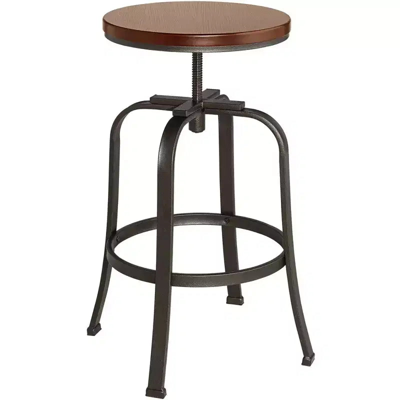 Elm Lane Radin Hammered Bronze Swivel Bar Stools Set of 2 Brown 29 High Industrial Adjustable Brown Seat with Footrest for Kitchen Counter Height