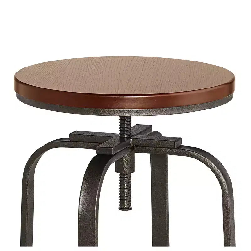 Elm Lane Radin Hammered Bronze Swivel Bar Stools Set of 2 Brown 29 High Industrial Adjustable Brown Seat with Footrest for Kitchen Counter Height