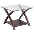 Elm Lane Ashton Modern Espresso Wood Square Accent Side End Table 23 3/4 Wide with Shelf Brown Clear Glass Tabletop for Living Room Bedroom Entryway