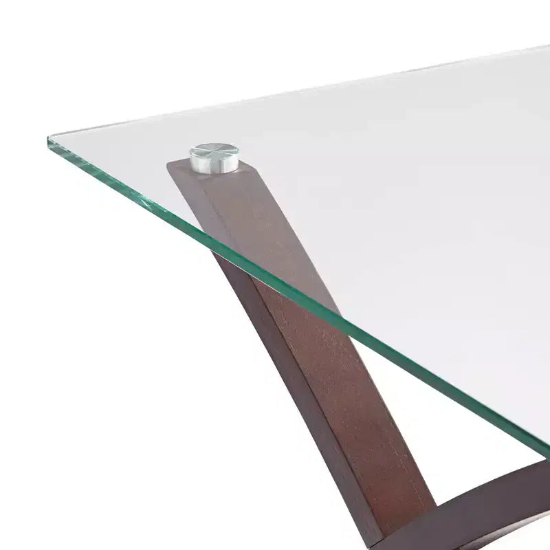 Elm Lane Ashton Modern Espresso Wood Square Accent Side End Table 23 3/4 Wide with Shelf Brown Clear Glass Tabletop for Living Room Bedroom Entryway