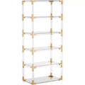 55 Downing Street Hanna 70 3/4 Clear Acrylic and Gold 6-Shelf Open Bookcase