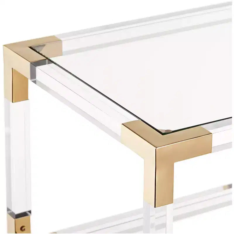 55 Downing Street Hanna 70 3/4 Clear Acrylic and Gold 6-Shelf Open Bookcase