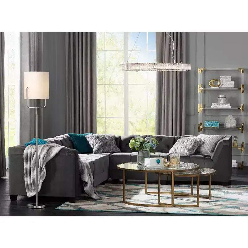 55 Downing Street Hanna 70 3/4 Clear Acrylic and Gold 6-Shelf Open Bookcase