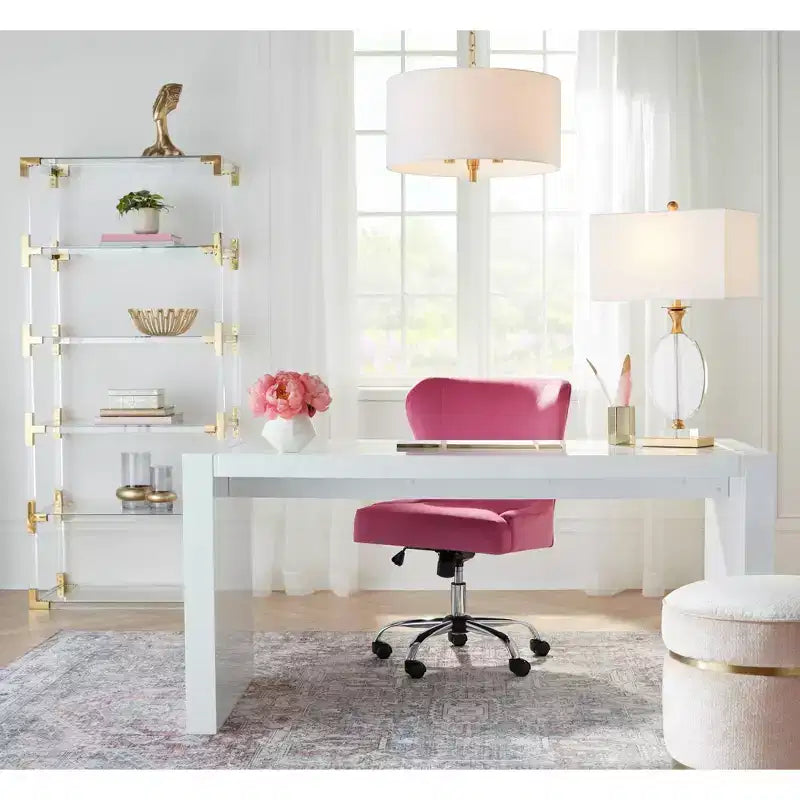 55 Downing Street Hanna 70 3/4 Clear Acrylic and Gold 6-Shelf Open Bookcase