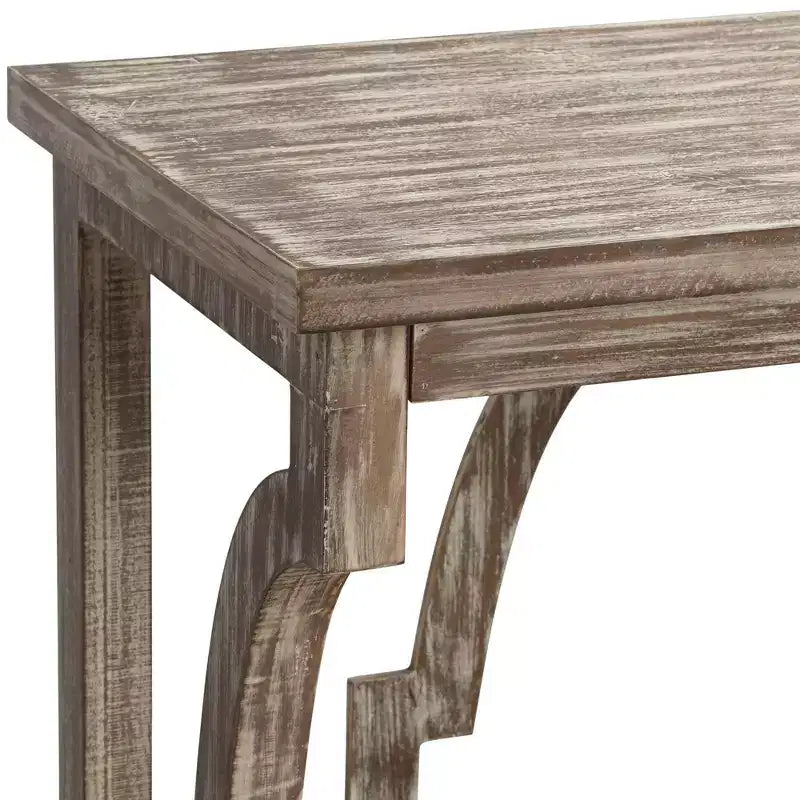 Crestview Collection Stockton Farmhouse Rustic Chestnut Wood Console Table 64 x 15 with Bookshelf Brown 3-Tier for Living Room Bedroom Bedside House