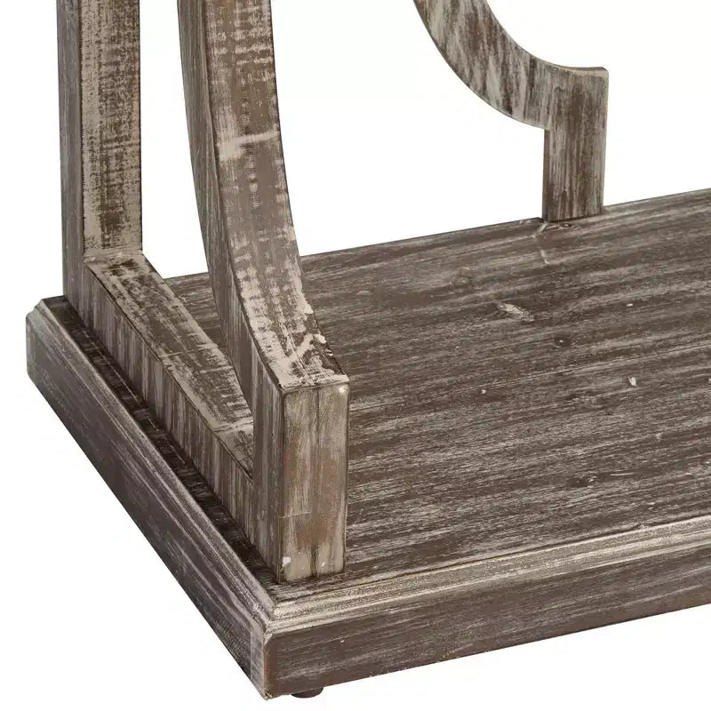 Crestview Collection Stockton Farmhouse Rustic Chestnut Wood Console Table 64 x 15 with Bookshelf Brown 3-Tier for Living Room Bedroom Bedside House