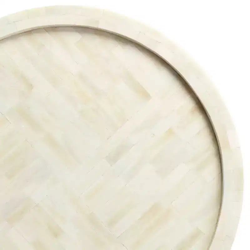 Coast to Coast Accents Osso Modern Metal Round Accent Table 20 Wide Gold Mosaic Bone Tile Tabletop for Living Room Bedroom Bedside Entryway House
