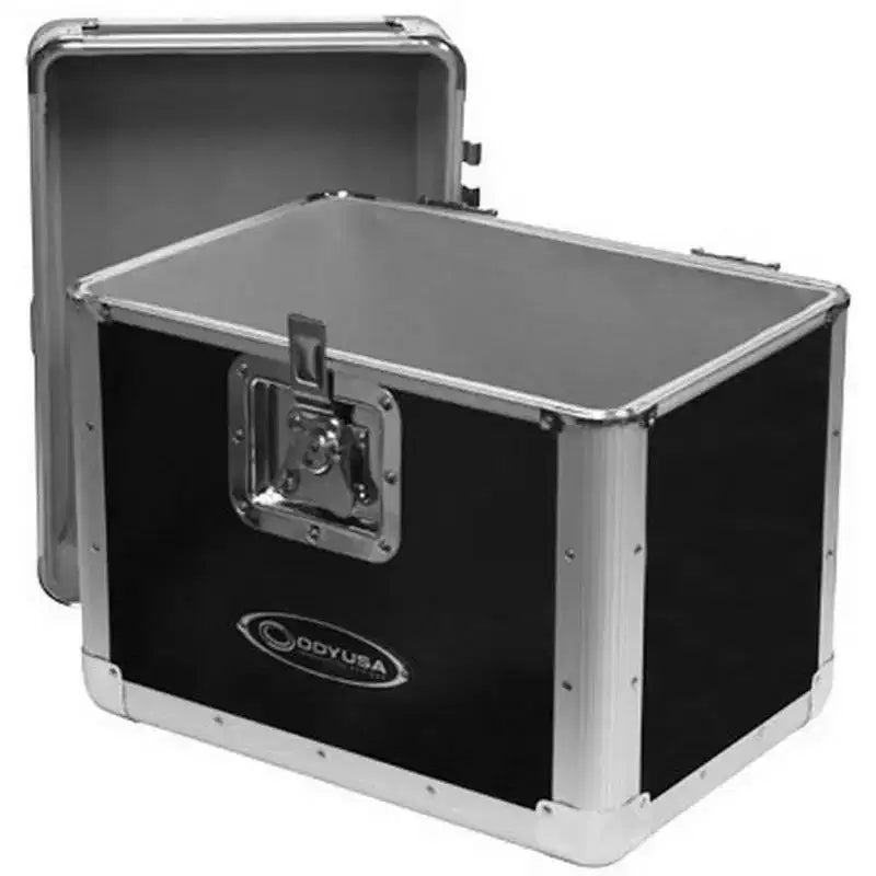 Odyssey KROM Series Record Utility Case for 70 Individual 12 Vinyl Records and LPs with Foam-Lined Interior, Secure Lock, and Handle, Silver