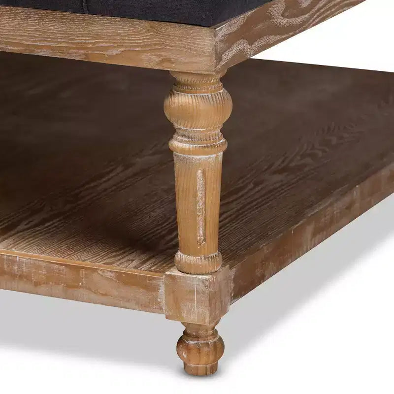 Kelly Linen Fabric Upholstered Wood Cocktail Ottoman - Baxton Studio