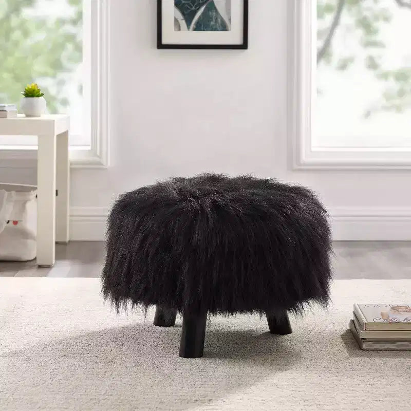 Faux Fur Foot Stool - Linon