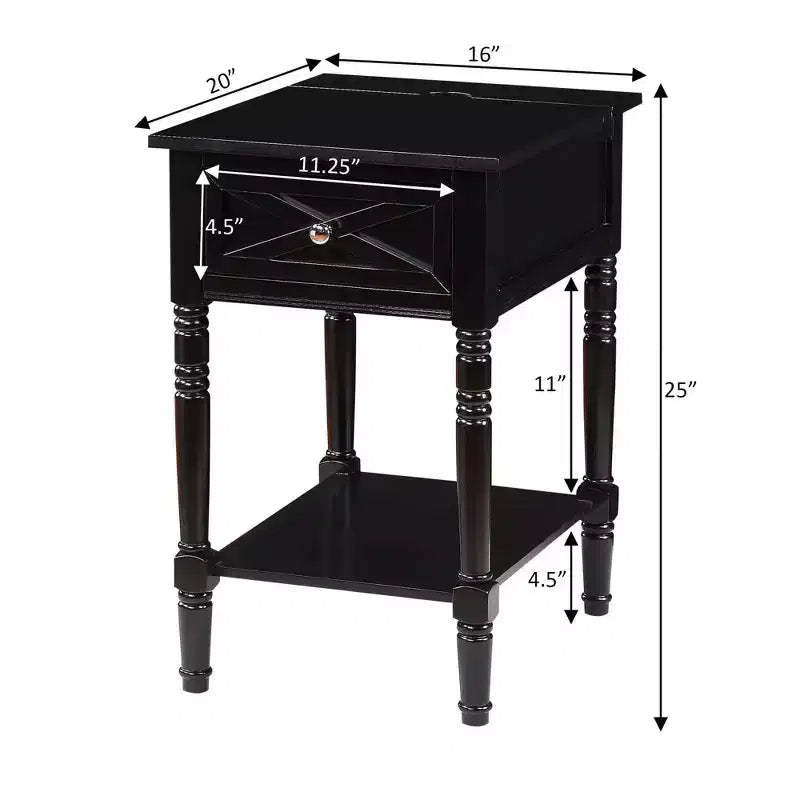Country Oxford End Table with Charging Station - Johar Furniture