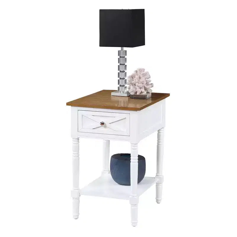 Country Oxford End Table with Charging Station - Johar Furniture