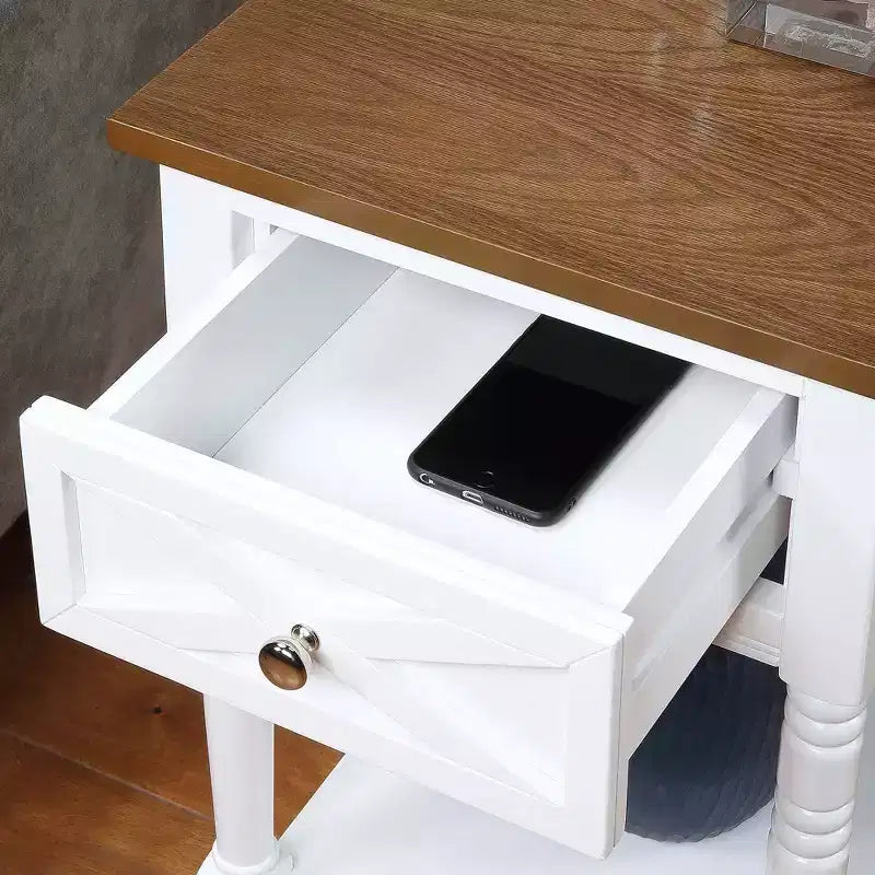 Country Oxford End Table with Charging Station - Johar Furniture