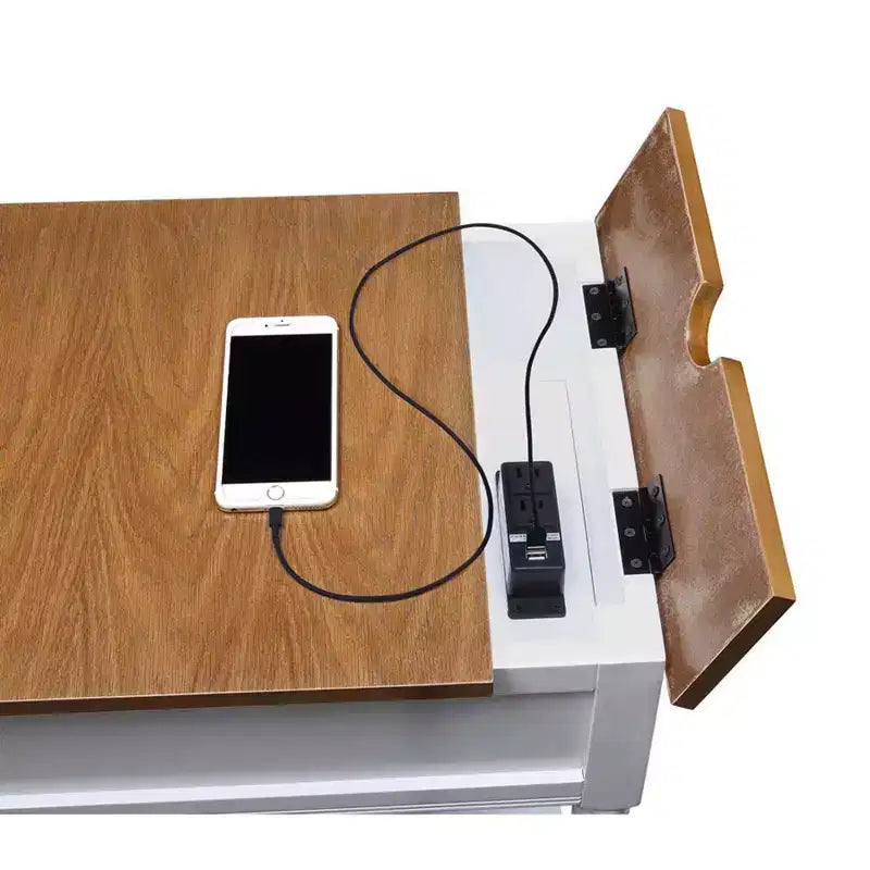 Country Oxford End Table with Charging Station - Johar Furniture