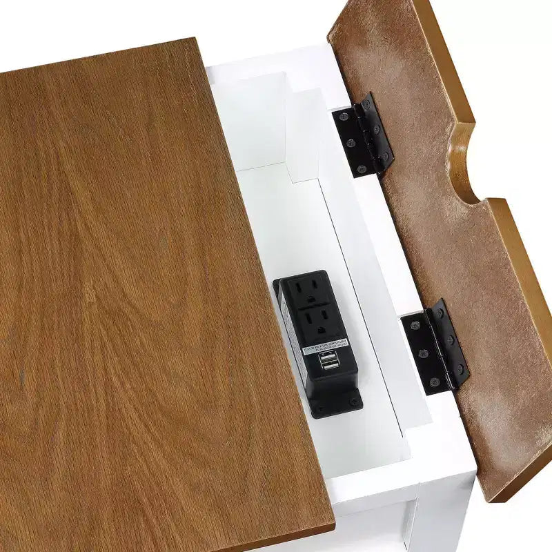 Country Oxford End Table with Charging Station - Johar Furniture