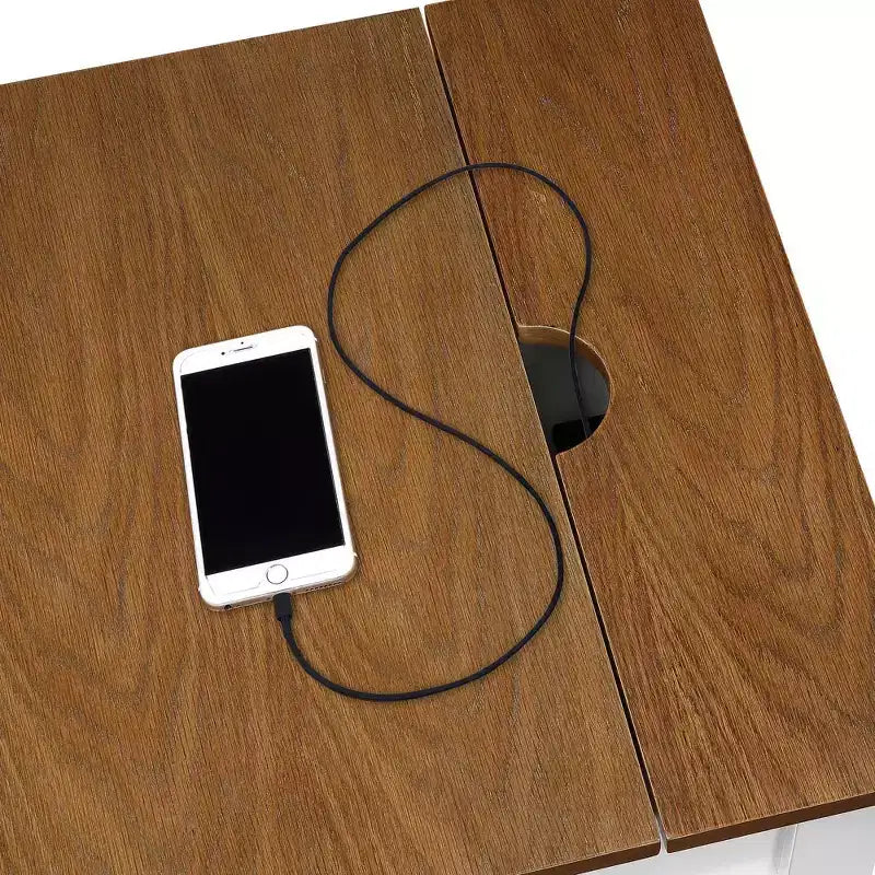 Country Oxford End Table with Charging Station - Johar Furniture