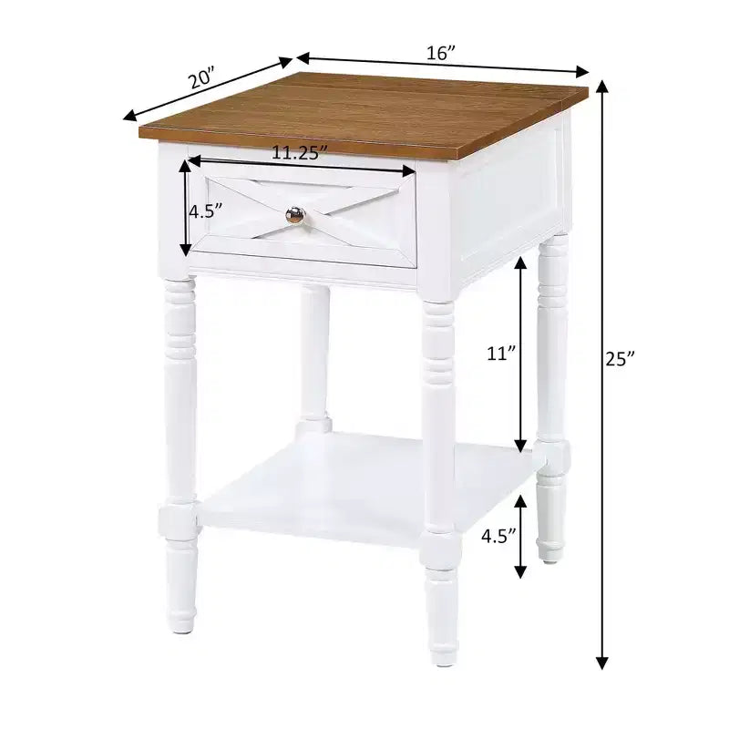 Country Oxford End Table with Charging Station - Johar Furniture