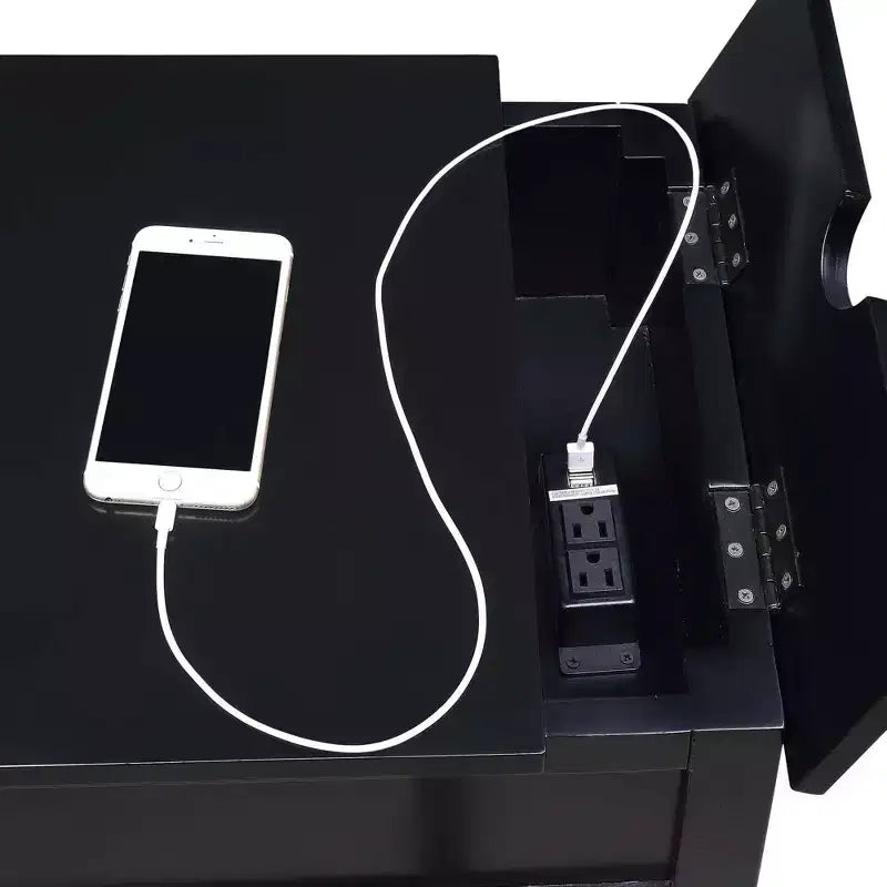 Country Oxford End Table with Charging Station - Johar Furniture
