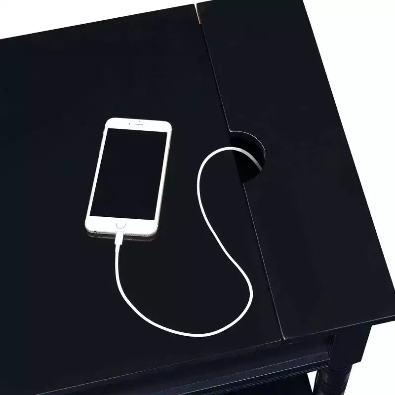Country Oxford End Table with Charging Station - Johar Furniture