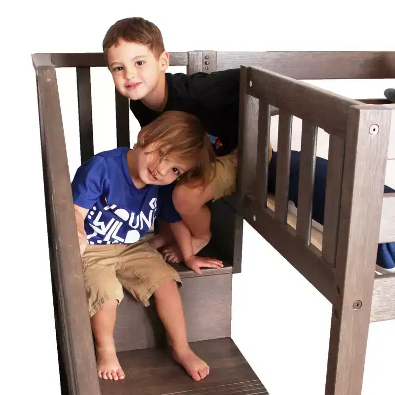 Max & Lily Twin Low Loft with Stairs and Curtains
