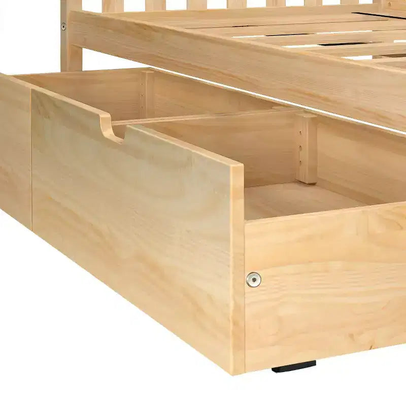 Max & Lily Solid Wood Twin over Twin Bunk Bed for Kids with Underbed Storage Drawers