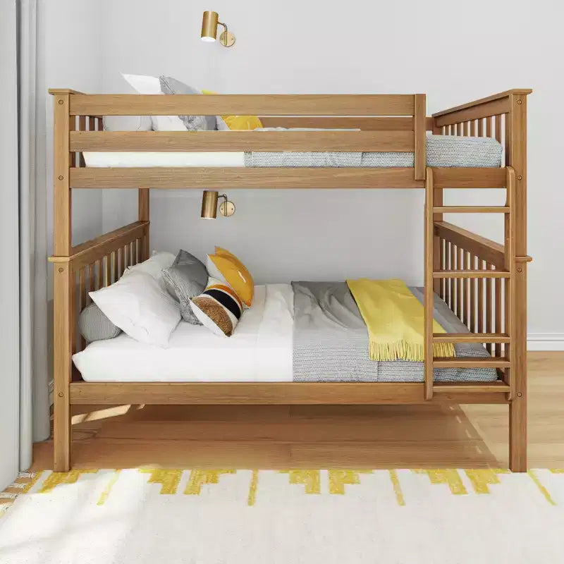Max & Lily Full over Full Bunk Bed for Kids, Solid Wood Platform Bed, No Box Spring Needed