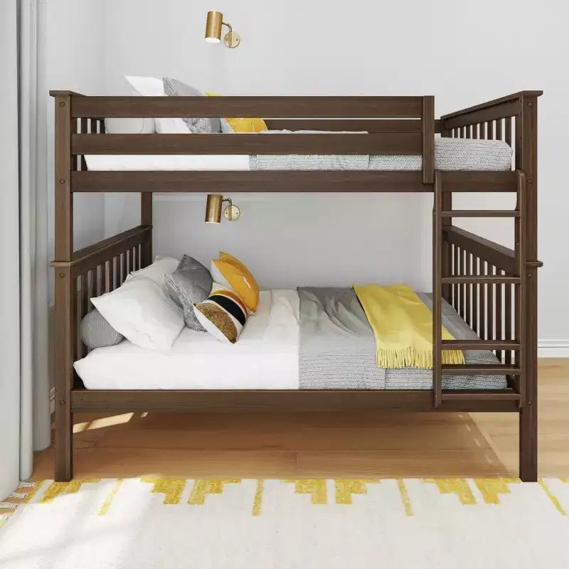 Max & Lily Full over Full Bunk Bed for Kids, Solid Wood Platform Bed, No Box Spring Needed